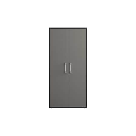 Manhattan Comfort Modern Garage Storage Cabinet, 73.43 in H, 17.72 in W, 35.43 in D, Matte Black and Grey, 4 Shelves 250BMC85